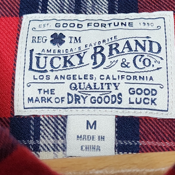 Lucky Brand Western Cut Flannel Shirt Red Relaxed Fit - Women's Medium - Picture 4 of 5